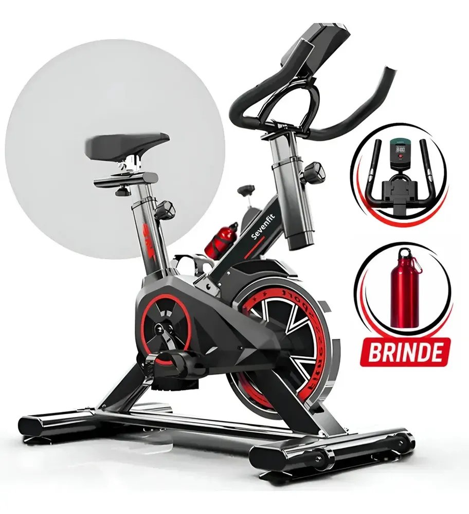 Bicicleta Ergométrica Bike Spinning 6kg Sensação Inércia Fitness Preto E Vermelho Sevenfit Para Cardio