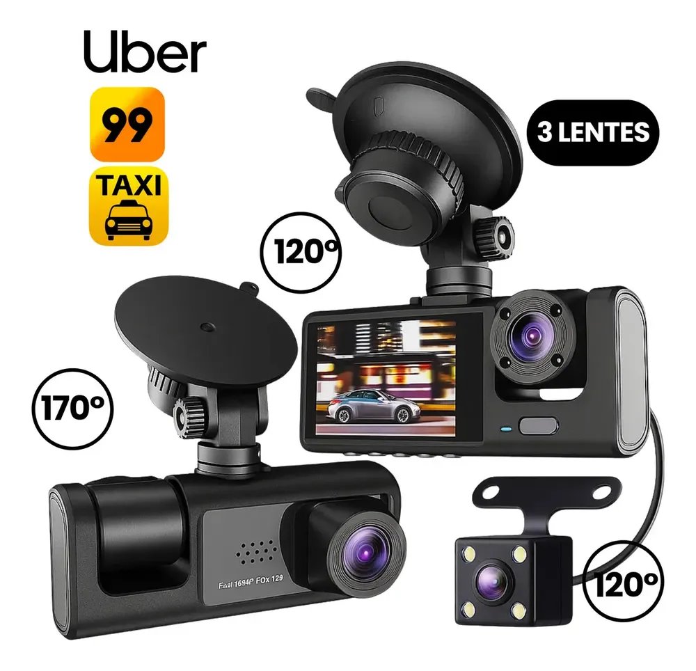 3 Câmera Wifi Automotiva Veicular Carro Com Hd Noturna 1080p Icarbonx