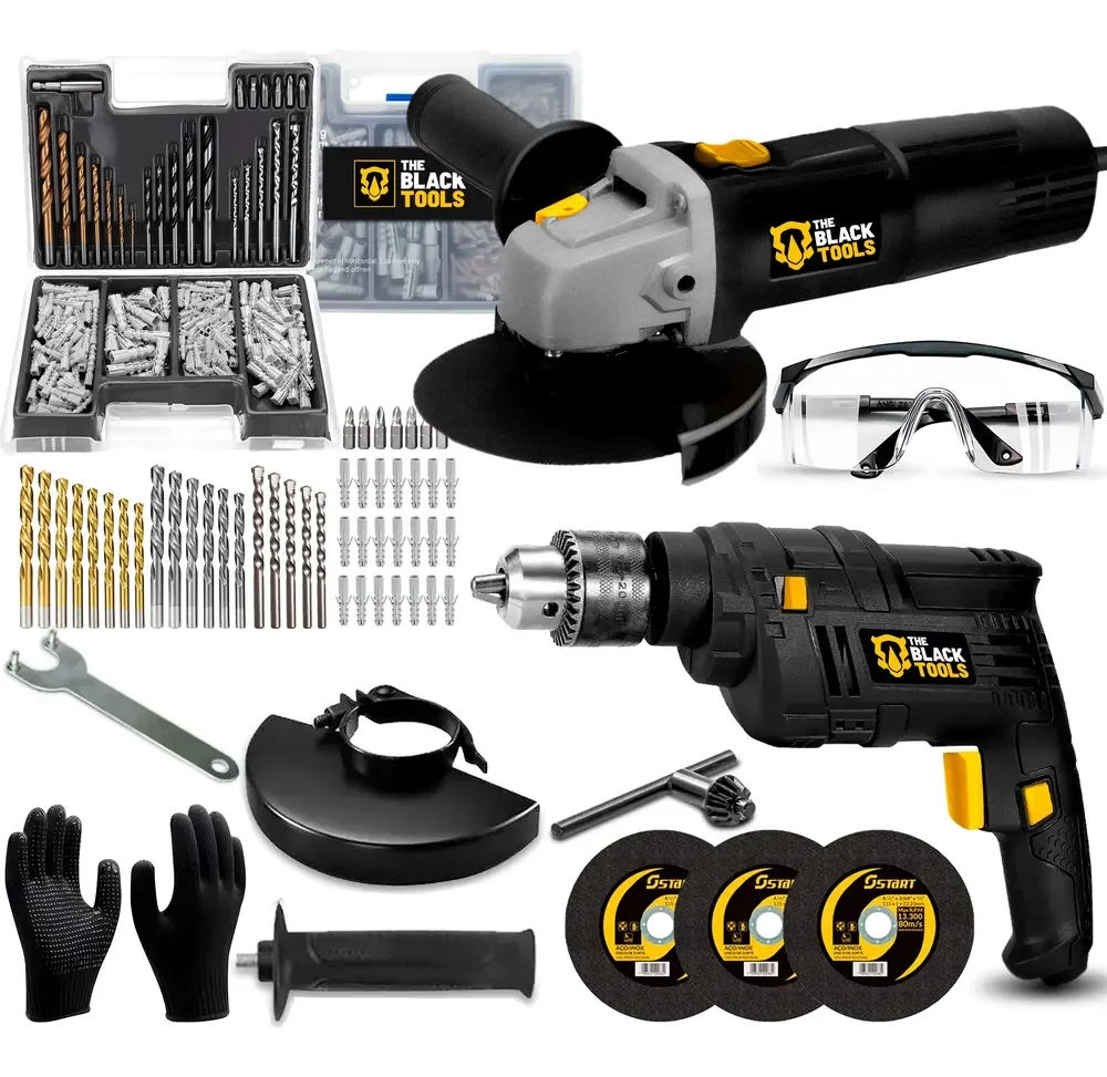 Kit Furadeira Impacto + Esmerilhadeira 4.1/2 750w 300 Peças