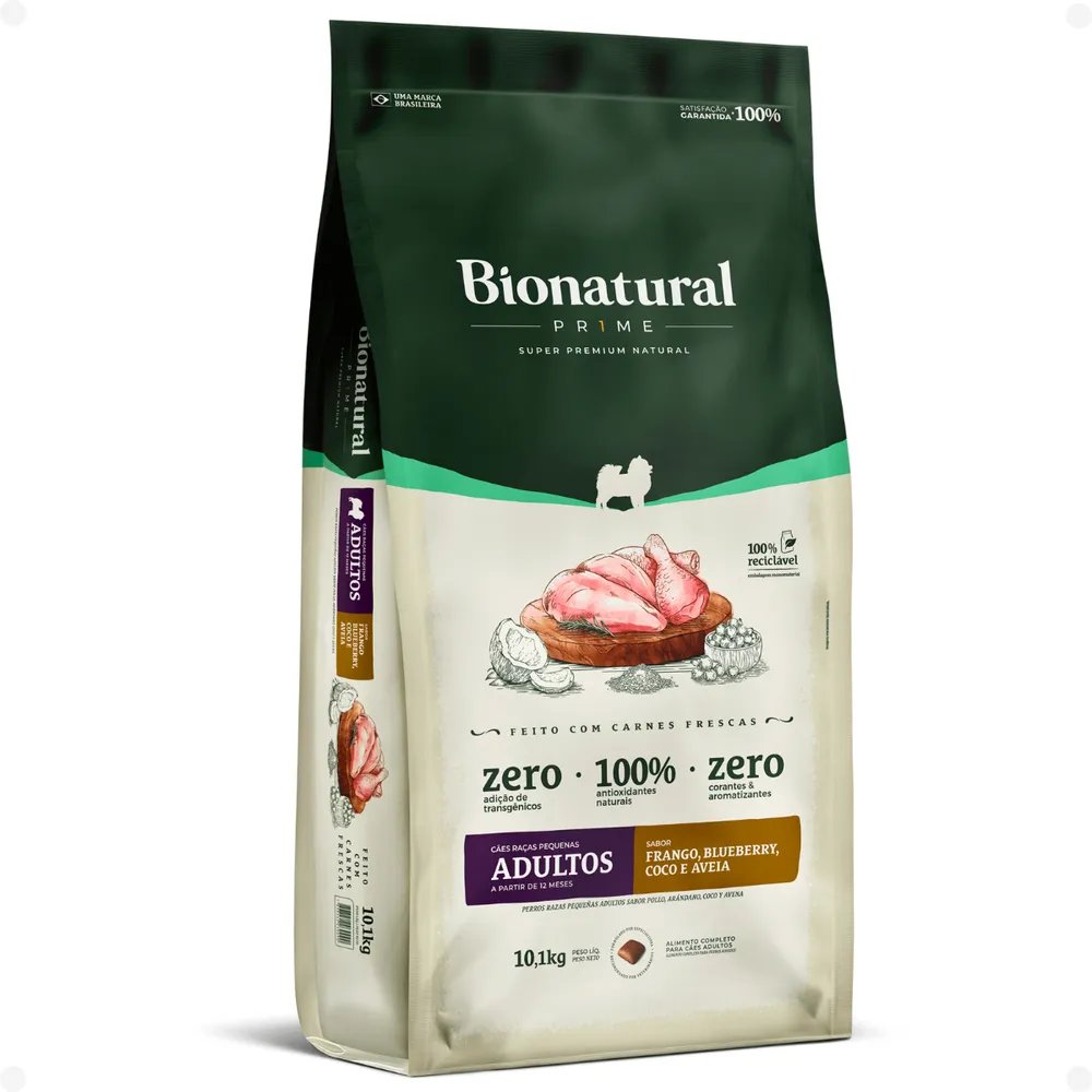 Ração Bionatural Prime Sabor Frango Cães Adultos Porte Pequeno 10,1 Kg
