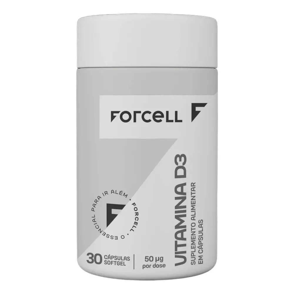 Vitamina D3 Forcell (2.000 Ui - 30 Cápsulas Softgel) Sem Sabor