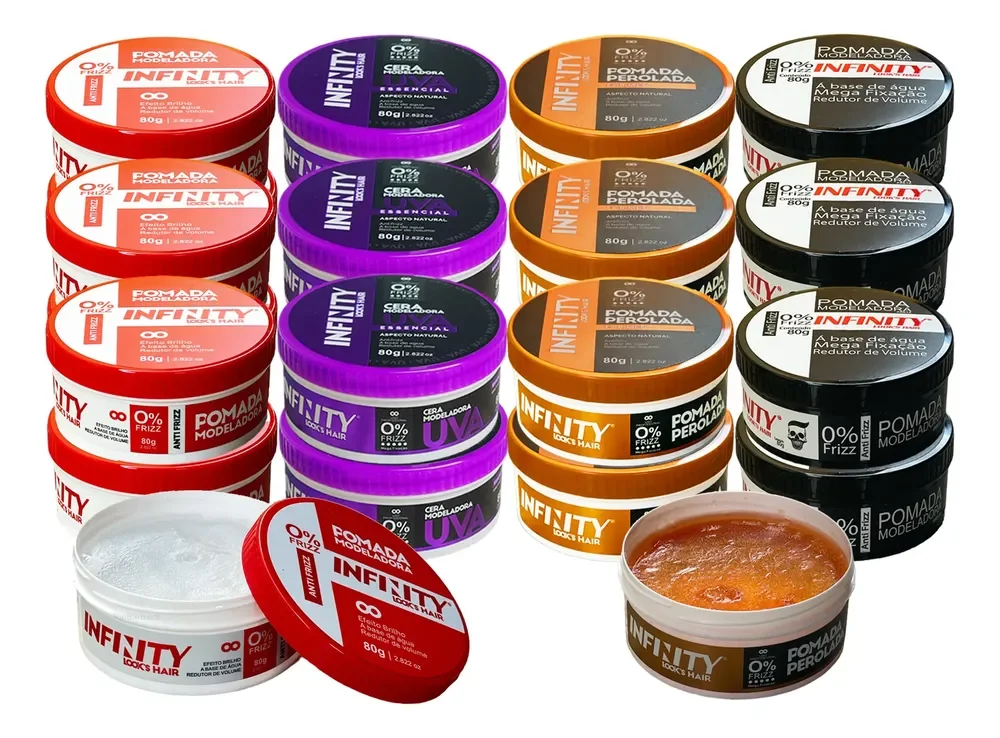 Kit 24 Pomada Modeladora Infinity Atacado 80g Variadas