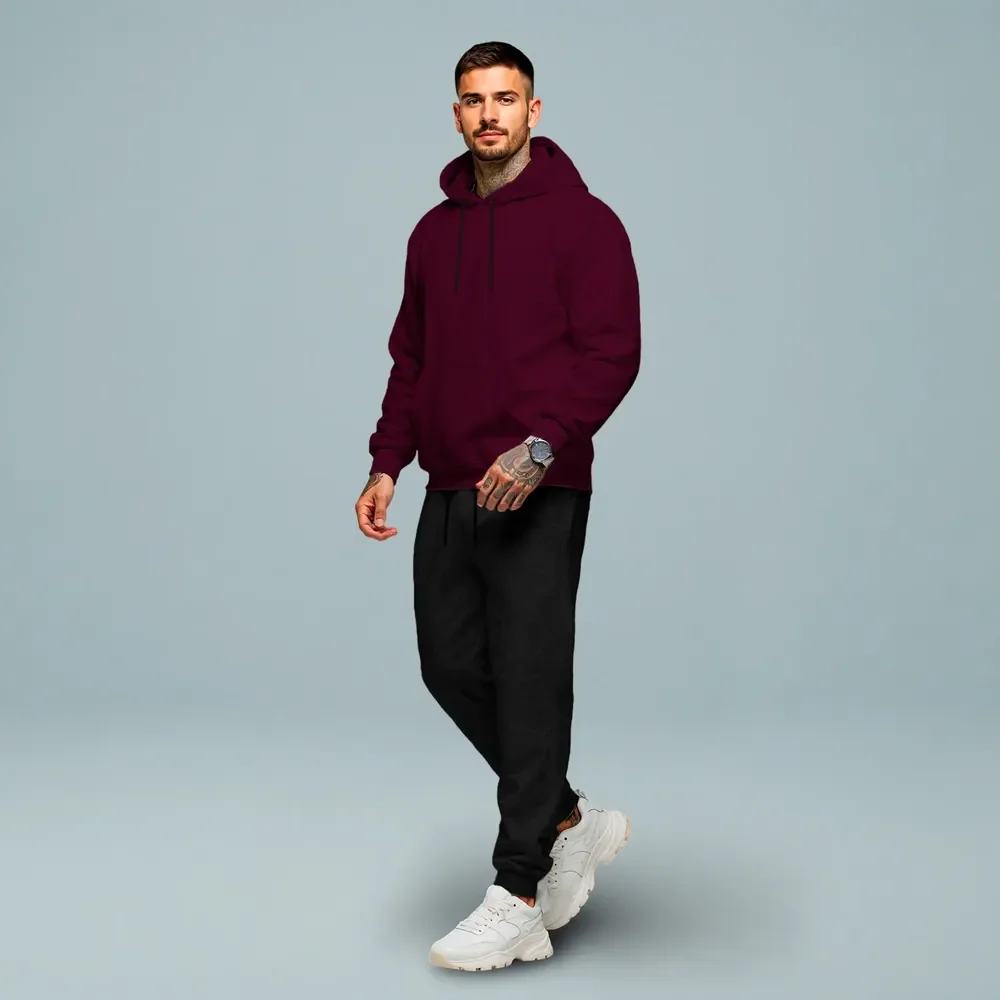 Conjunto Calça E Blusa De Moletom Liso Masculino Unissex M Bordo | Preto