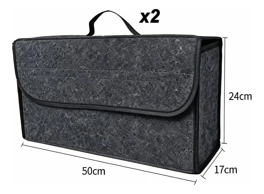2pcs Bolsa Caixa Organizar Porta Malas Multiuso Veicular Cinza
