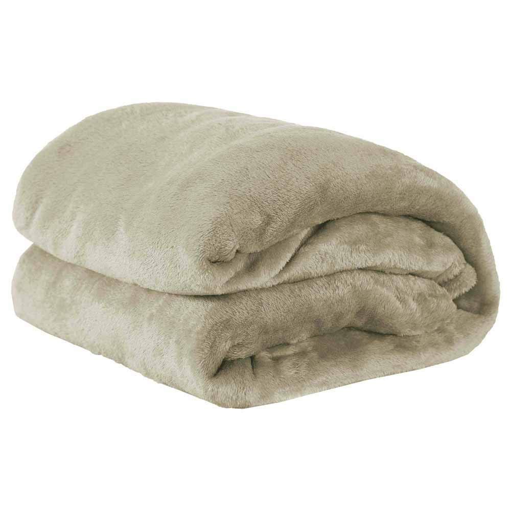 Cobertor Queen Manta Microfibra Fleece 01 Peça (Toque Aveludado) - Caqui