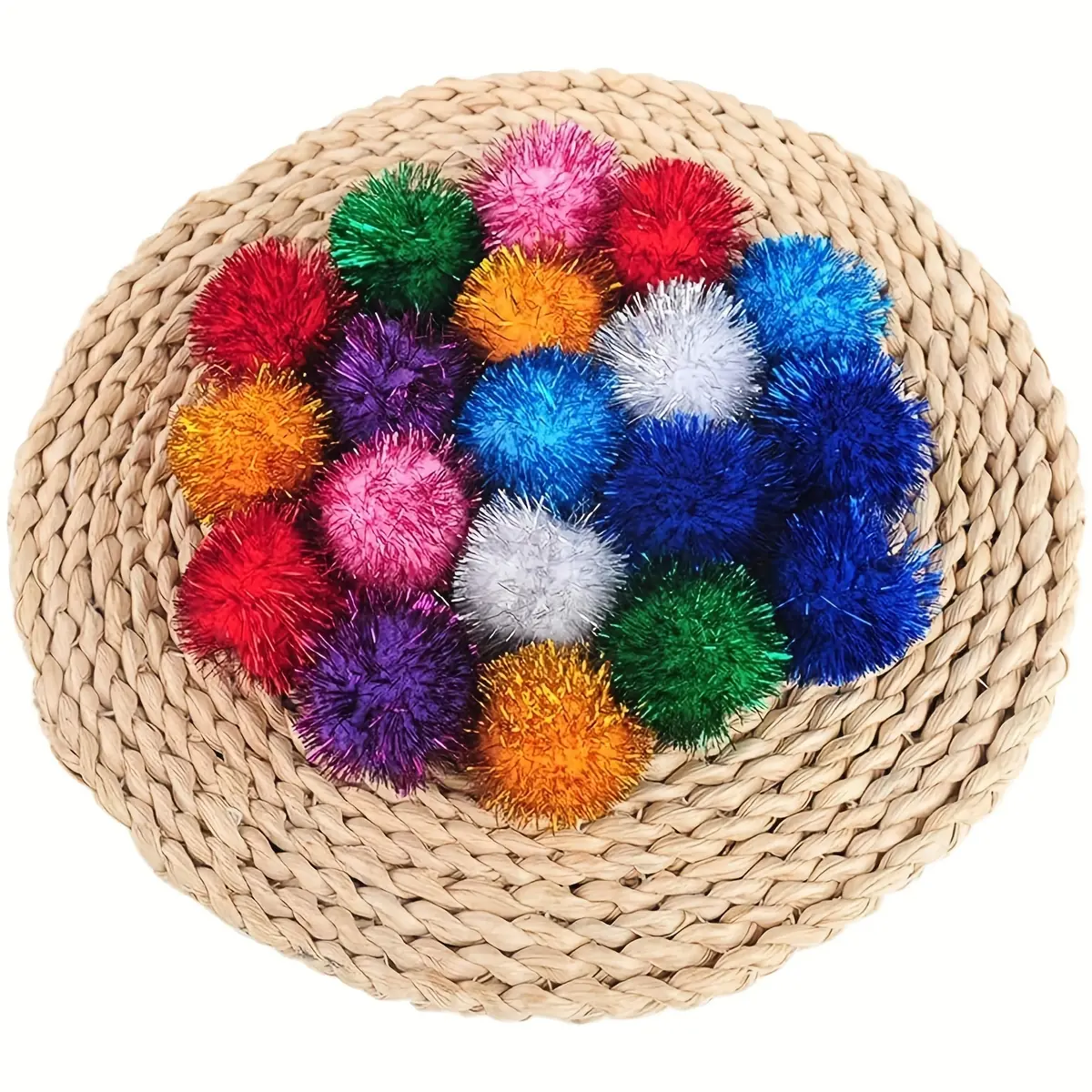 20/50 Pçs Pompons Coloridos E Brilhantes - Brinquedos Favoritos Dos Gatos, Diversão Interativa Em Dispenser
