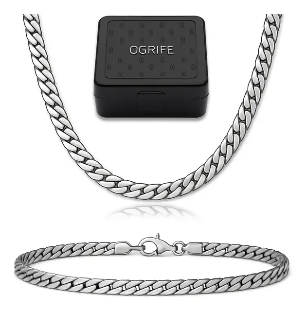 Conjunto Corrente E Pulseira Masculino Cj-91 Aço Inox 316