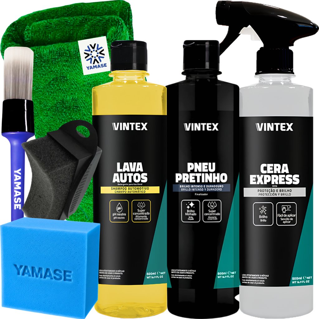 Kit Estética Automotiva Vintex (Vonixx) Completo - Cera, Pneu, Lava Autos e Acessórios