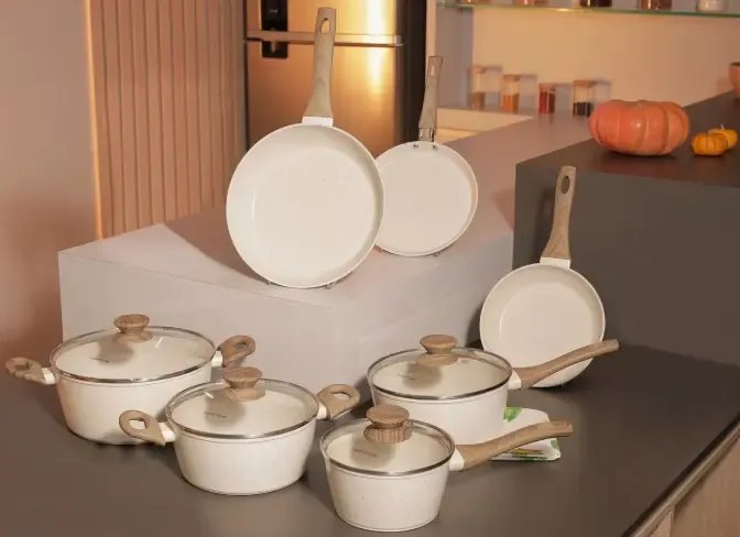 Conjunto De Panelas Com 10 Peças Cook Marmol Mimo Style