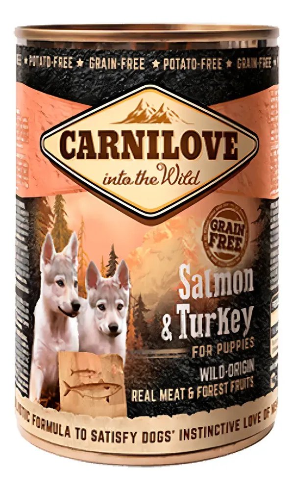 Patê Carnilove Salmão e Peru para Cães Filhotes 400g Alimentação Completa