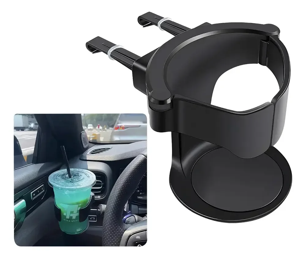 Porta Copo Automotivo Regulável Com Suporte Para Latas E Gar Preto