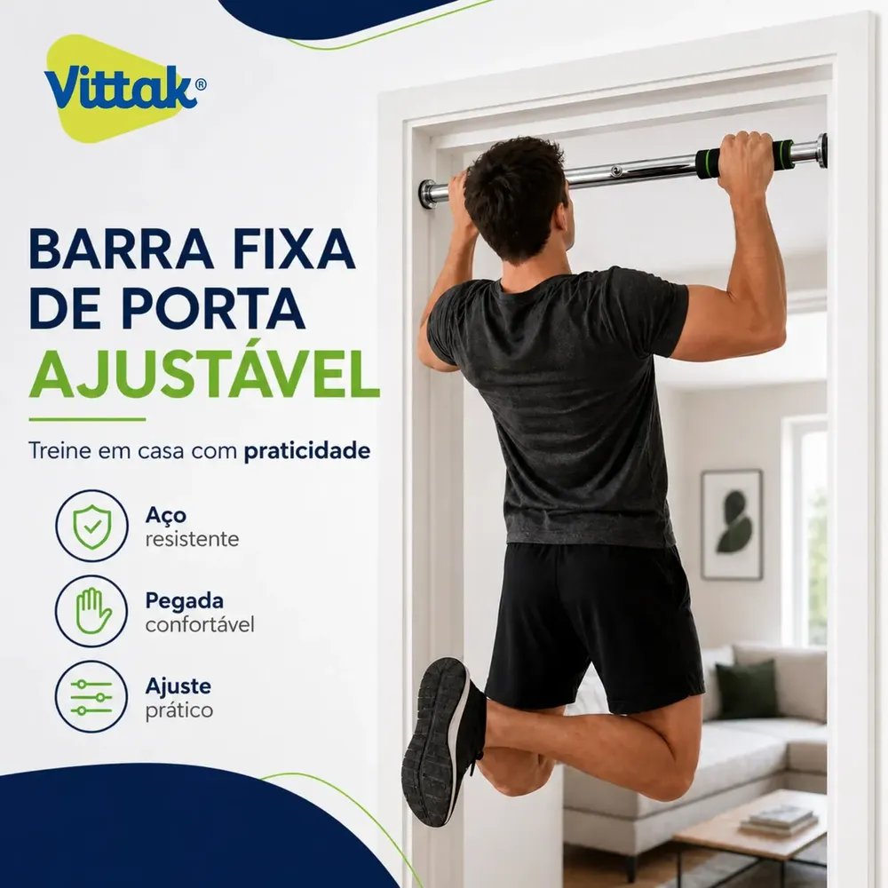 Vittak Barra Fixa para Porta Ajustável de Aço Prateado