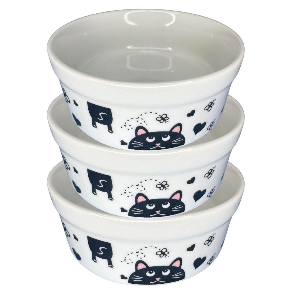 Kit Comedouro Bebedouro 3 Peças Pet Felino 300Ml Gato Borboleta Exclusivo
