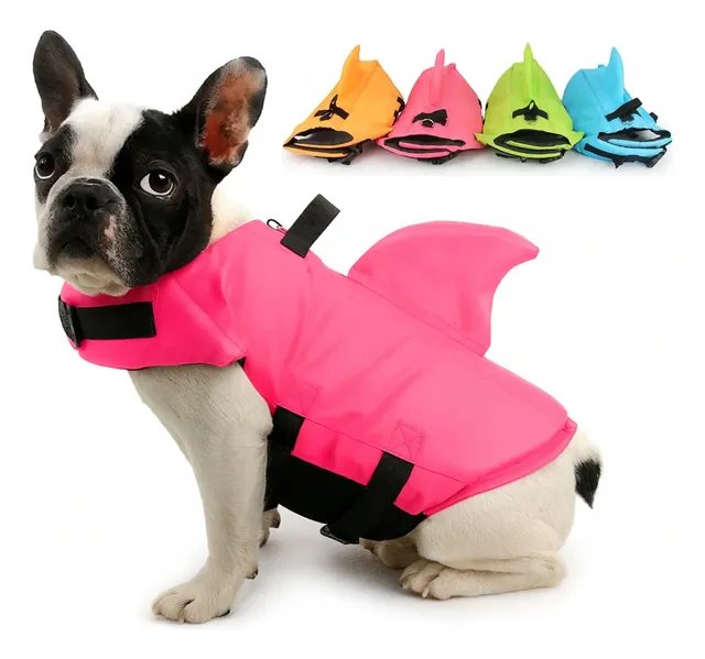 Colete Salva Vidas Pet Para Cães Rosa Azul Modelo Tubarão