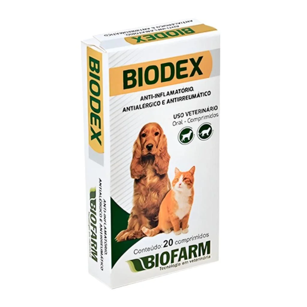 Biodex 20 comprimidos Anti-Inflamatório Para Cães e Gatos - Biofarm