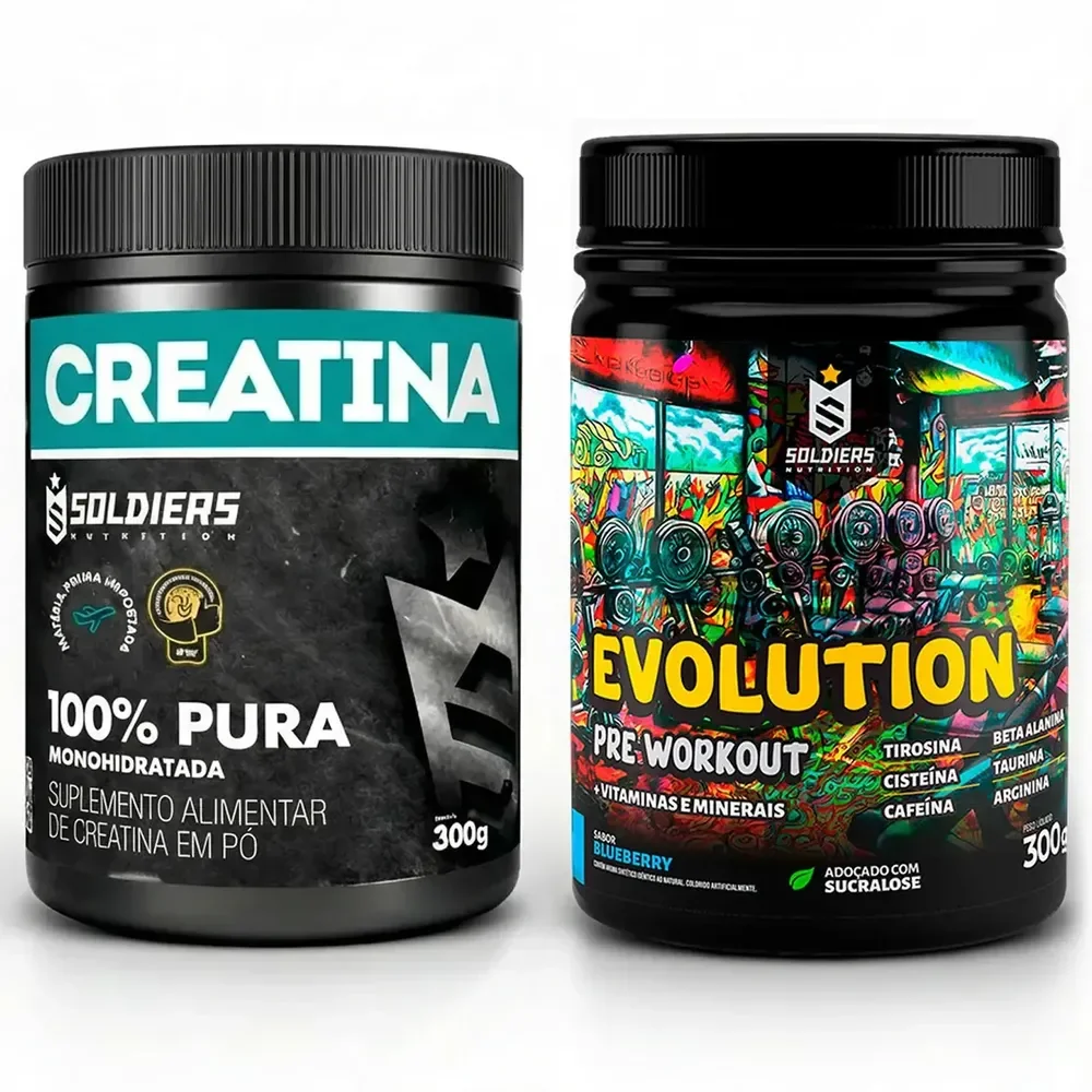 Creatina 300g + Pré-treino Blueberry Evolution 300g - Soldiers Nutrition
