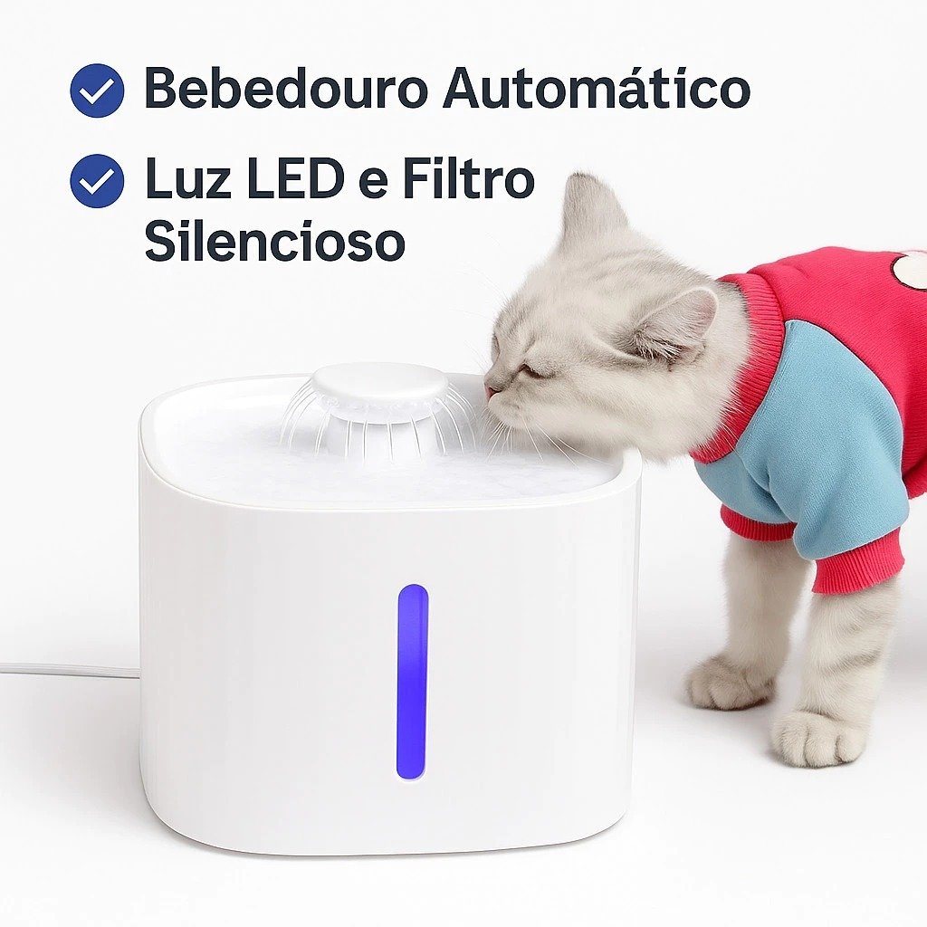 Bebedouro Fonte de água 3 Litro para gatos automático para animais de estimação