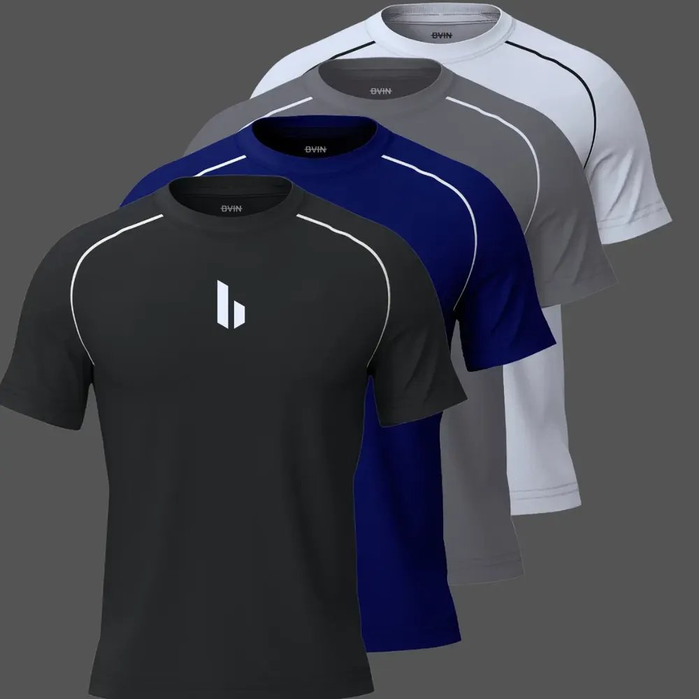 Kit 4 Camisetas Academia Poliester Dry Fit Leve Exercicios Variado - B4 G