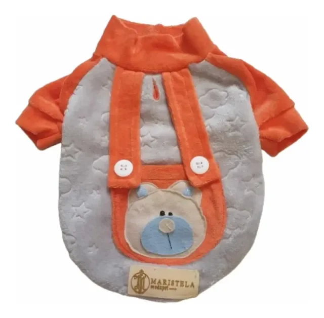 Roupa Pet Blusa De Plush Urso Laranja Para Cão E Gato