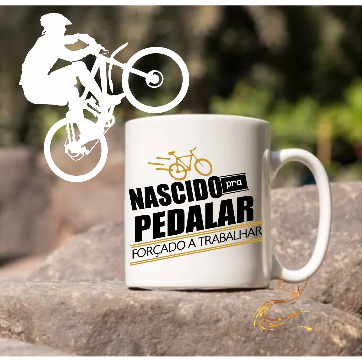 Caneca Ciclista Nascido Pra Pedalar -Bicicleta - Porcelana Personalizada 325ML