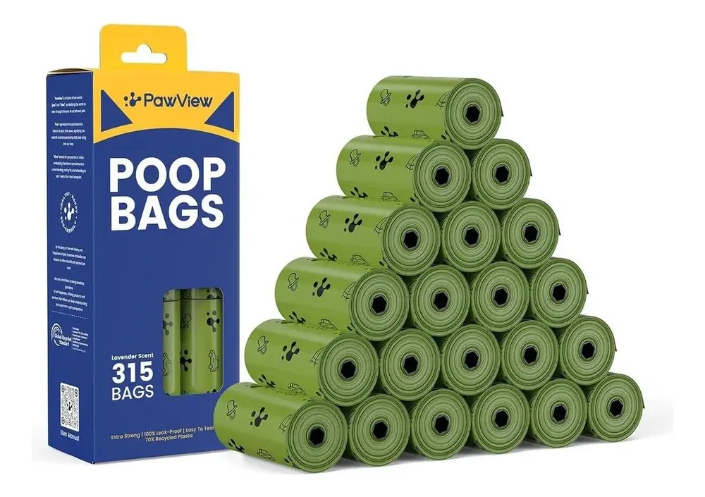 Pawview 21 Rolos Refil Cata Caca Coco Pet Biodegradável Verde