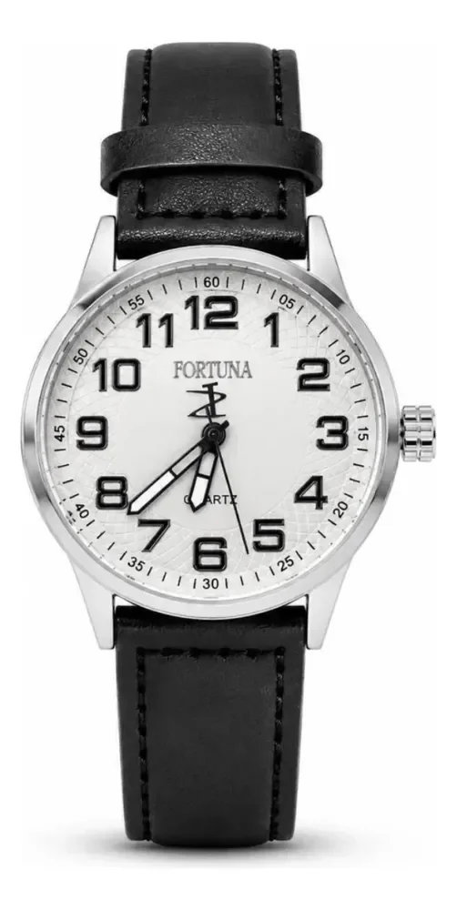 Relógio De Pulso Masculino Fortuna Old Money Minimalista Preto Cx Prata Branco