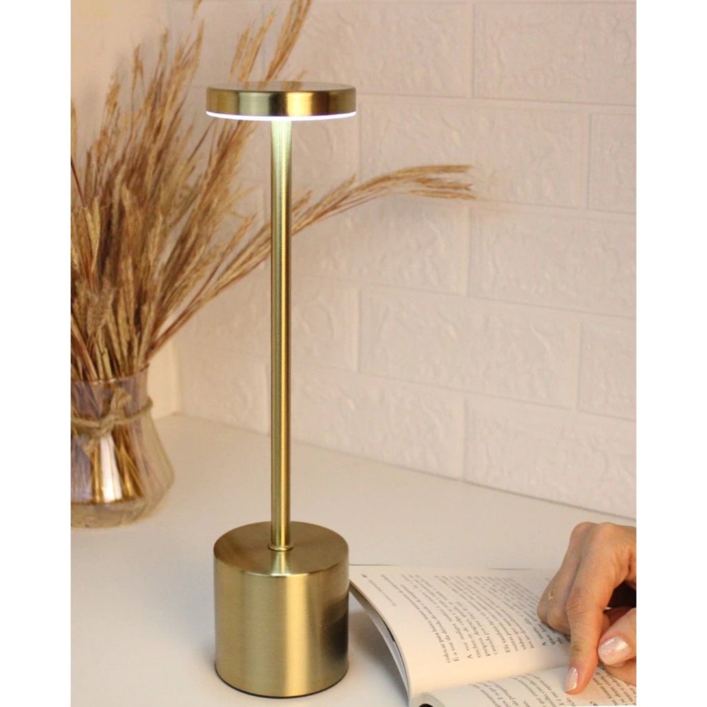 Luminária de Mesa c/ Toque Recarregável LED Touch Lâmpada Portátil S/ Fio Abajur Sala Quarto Leitura