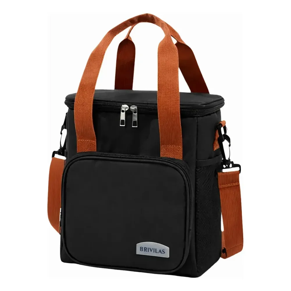 Bolsa Térmica Marmita Lancheira 12l Oxford Com Alça De Ombro 1 Divisória Bagear Preto