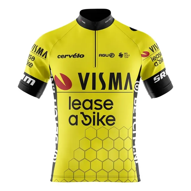 Camisa Ciclismo Masculina Pro Tour Jumbo Visma Amarela Uv50+