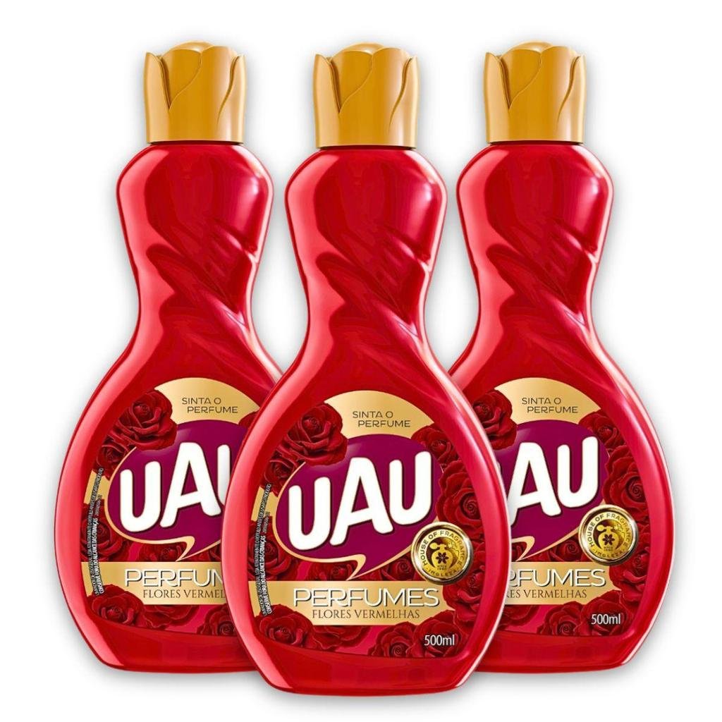 Kit 3un Limpador 500ml Uau Flores Vermelhas
