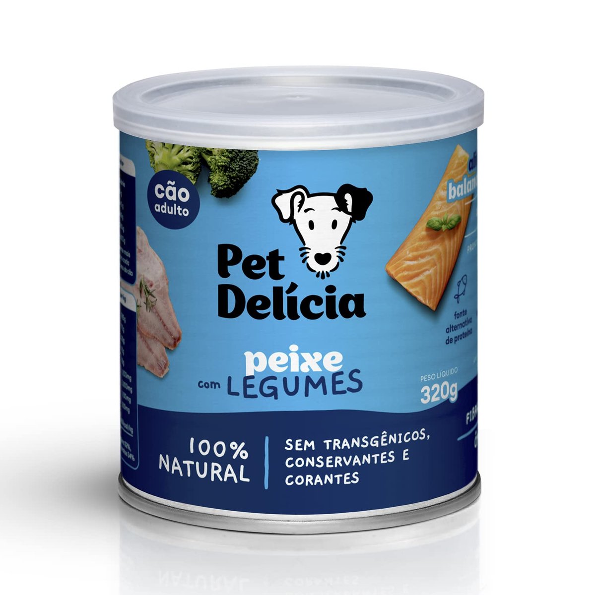 Pet Delícia Ração Úmida Natural Peixe com Legumes Proteína Alternativa 320g cães