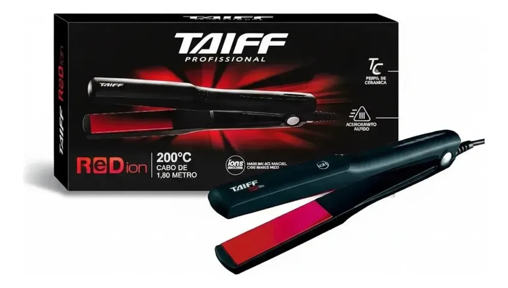 Chapa Prancha De Cabelo Taiff Elegance Red Íon Preto
