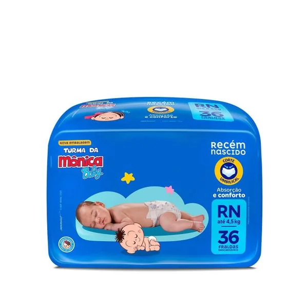 Fralda Turma da Mônica Baby Tam. RN até 4,5kg