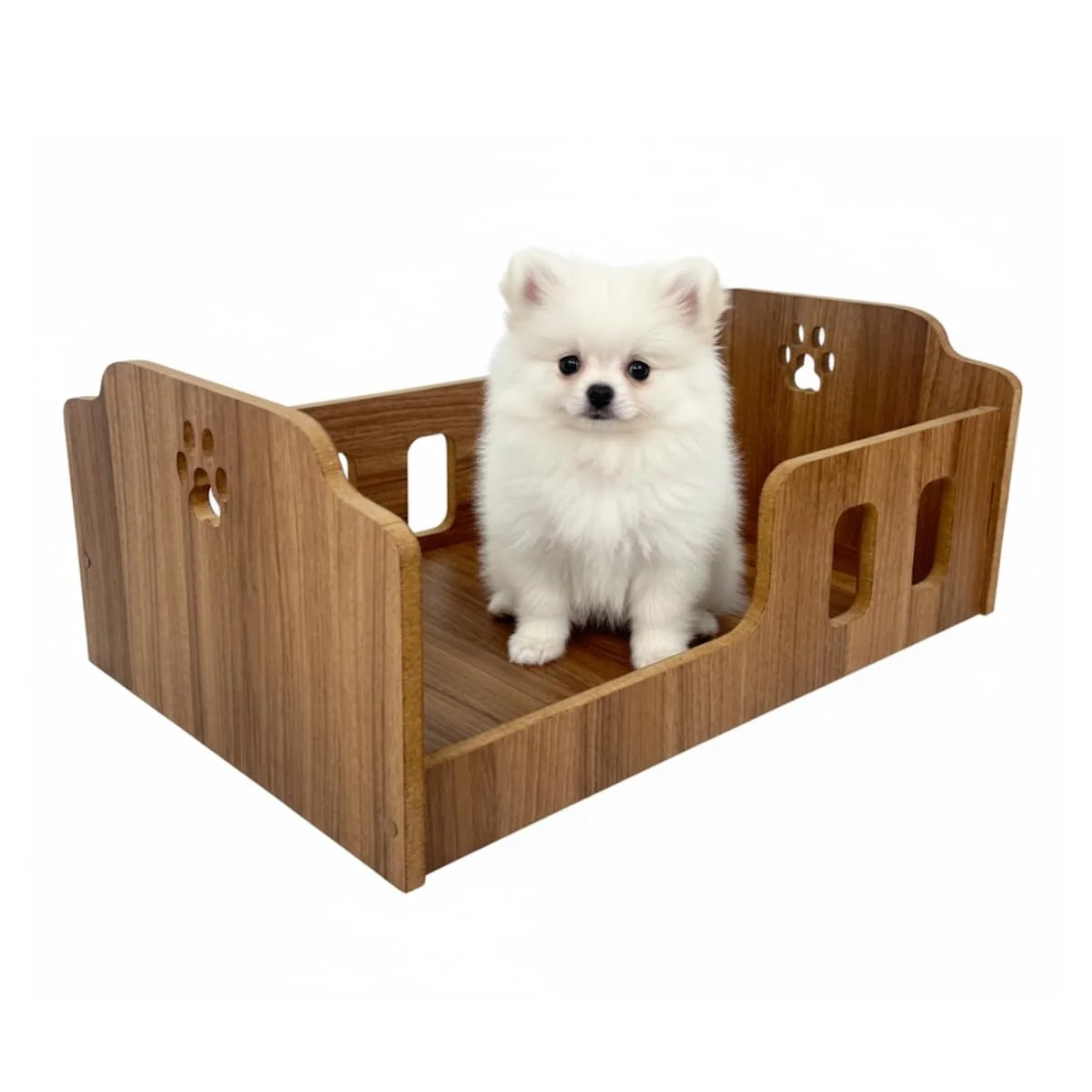 Cama para Cachorro em MDF Resistente com 15mm Moderna e de Alta Durabilidade Berço Seguro para Pets Cães e Gatos (Marrom)
