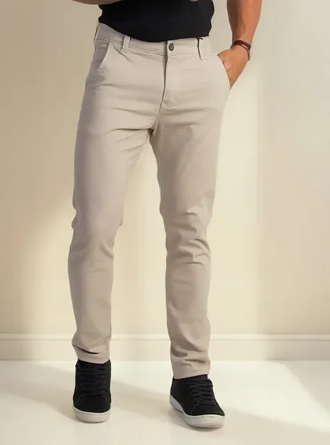 Calça Sarja Social Masculina Esporte Fino Com Elastano