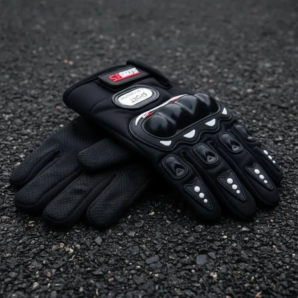 Par Luva Proteção Motoqueiro Motociclista Impermeável Moto Preto Único