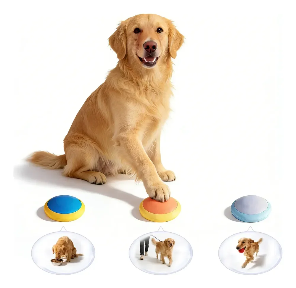 Kit 3 Botão Gravação Voz Pet Clicker Adestramento Cães Colorido