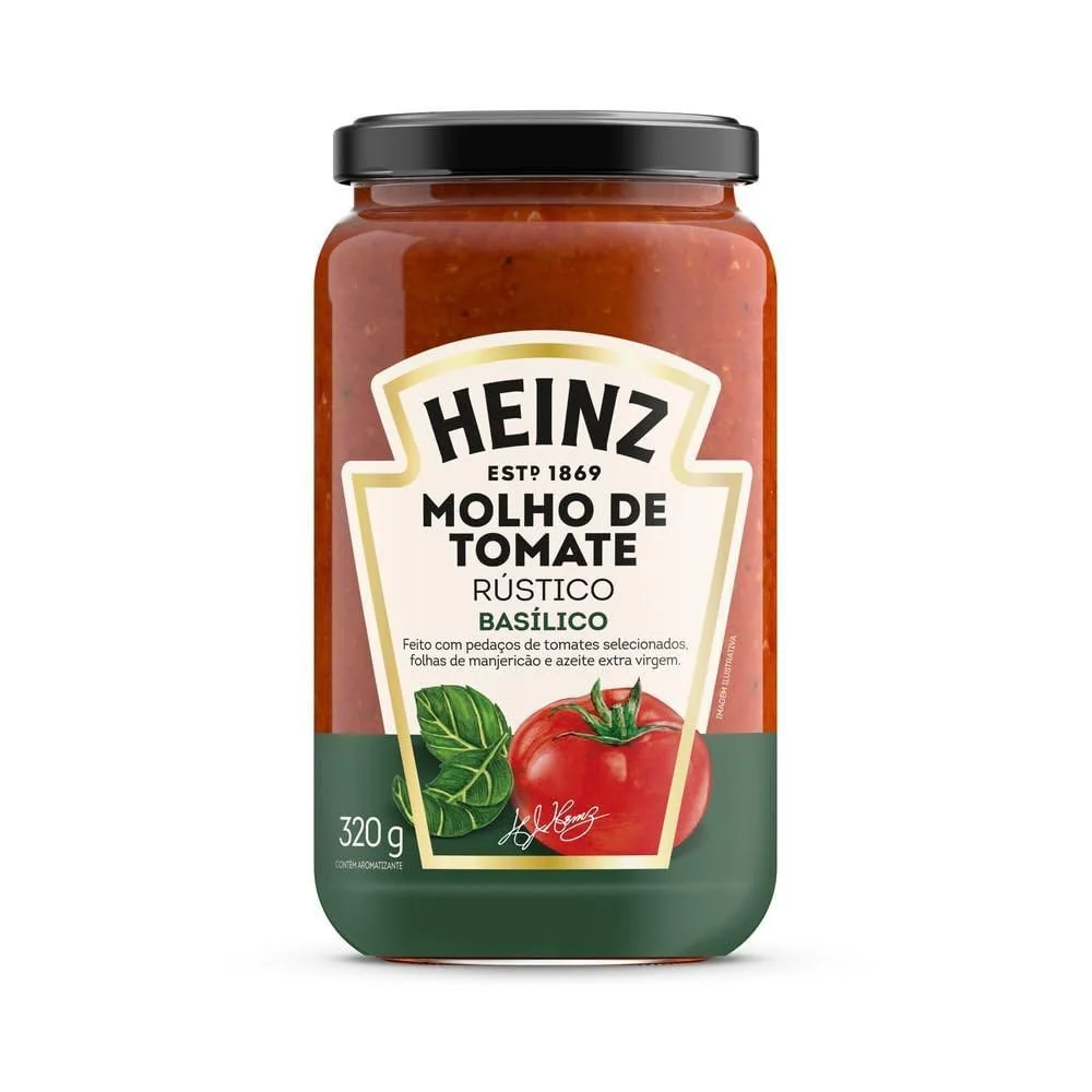 Heinz Molho de Tomate Rústico Basílico em vidro, 320G