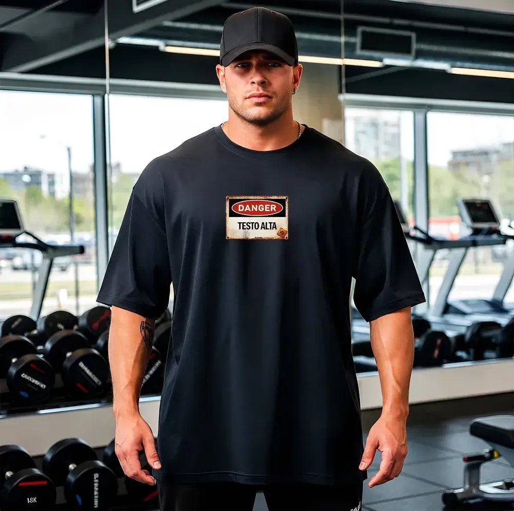 Camiseta Oversized Academia Treino Musculação Testo Algodão Preto G2