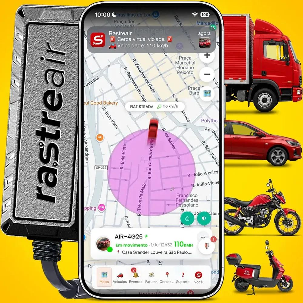 Rastreador GPS Veicular Automotivo 4G+ para Carro Moto Caminhão e Veículo Elétrico Rastreair com Localização em Tempo Real App Android iOS