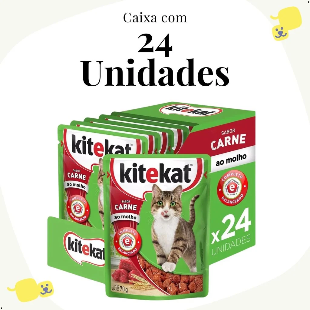 Sachê para Gatos Caixa de Sachê para Gato Sachê para Gatos Kitekat Ração Úmida para Gatos Carne
