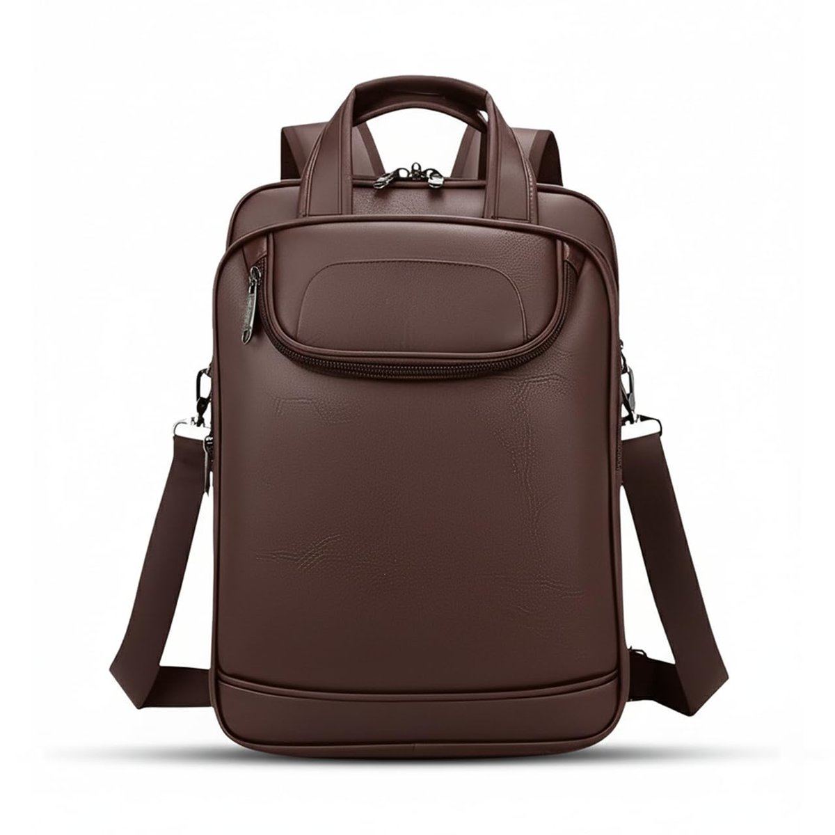 Mochila Couro Reforçada Executiva Grande Mochila para Notebook Trabalho Viagem Escola com Cabo de Aço Impermeável (Marrom)