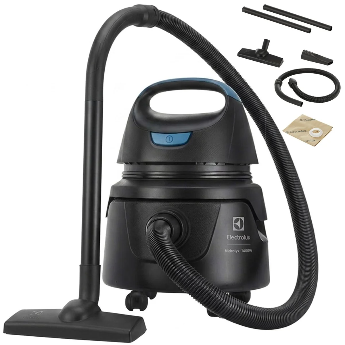 Electrolux Aspirador água pó compacto potente função sopro 1400W 12 L total 5 L util protetor termico AWD01 127V