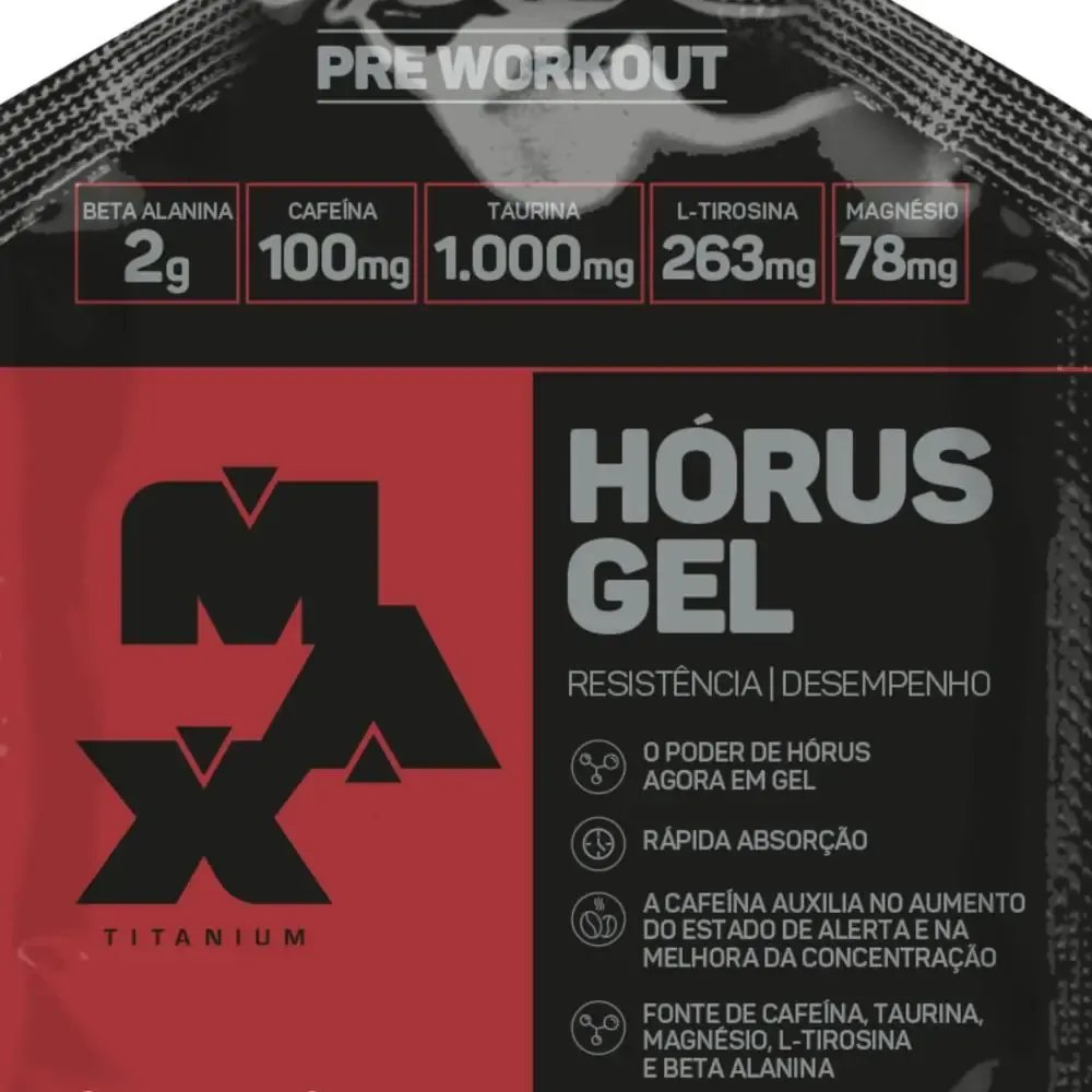 Pre Treino Horus Gel 10 Sachês De 30g Pre Workout Max Titanium Sabor Frutas Vermelhas