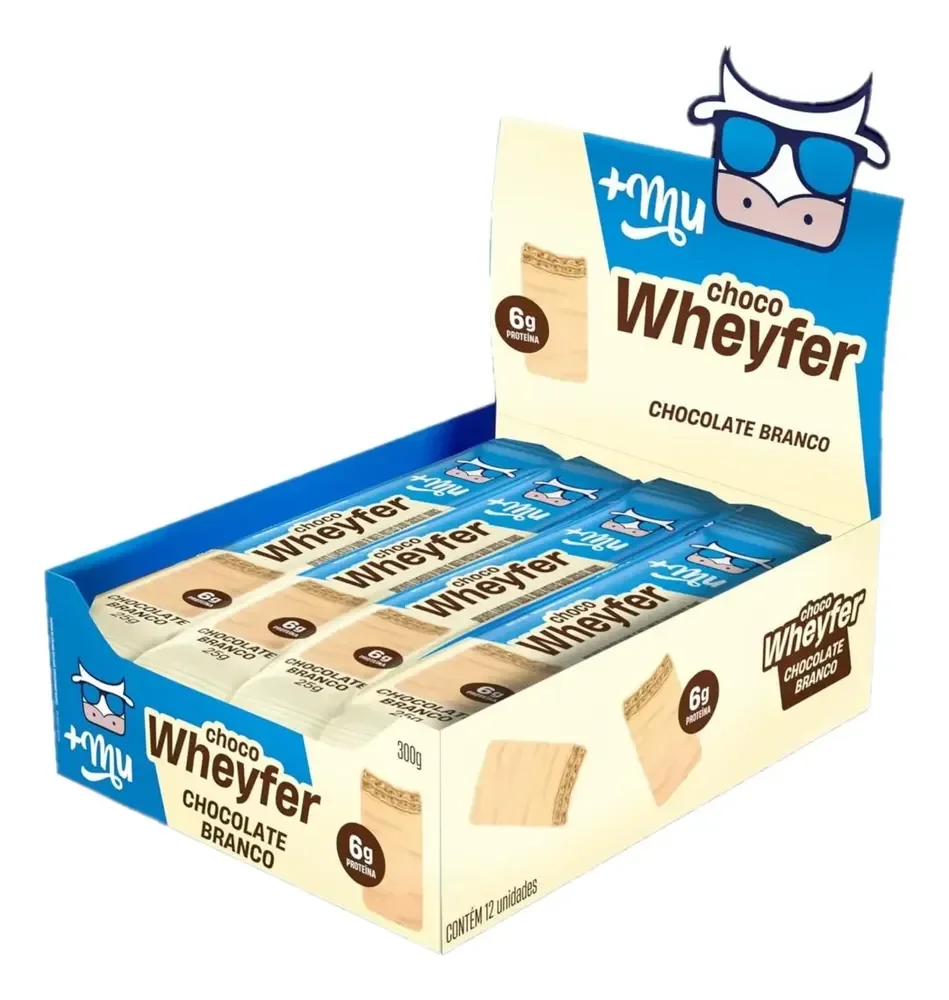 +Mu Chocowheyfer Chocolate Branco 6g proteína- Display 12 Un