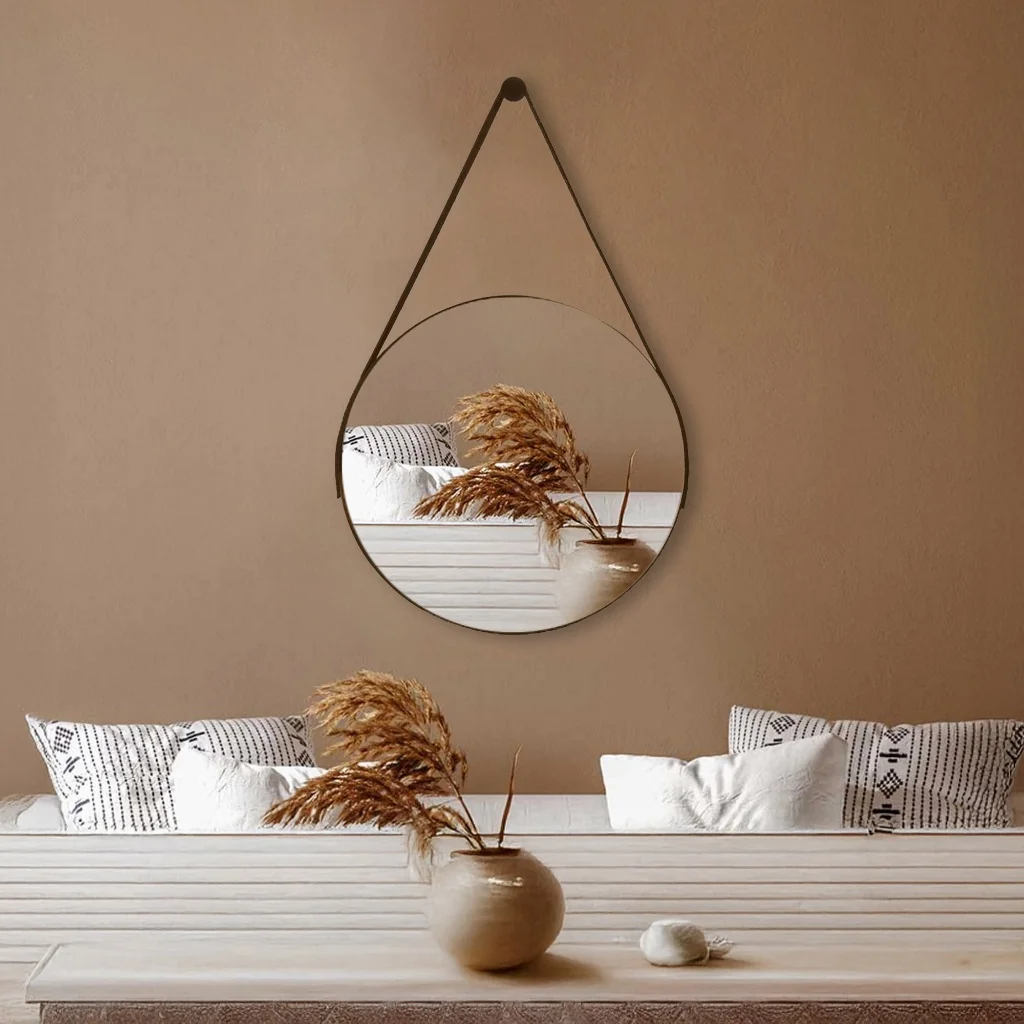 Espelho Redondo Decorativo Adnet Supenso de Parede 60cm 50cm 40cm 30cm Com Alça