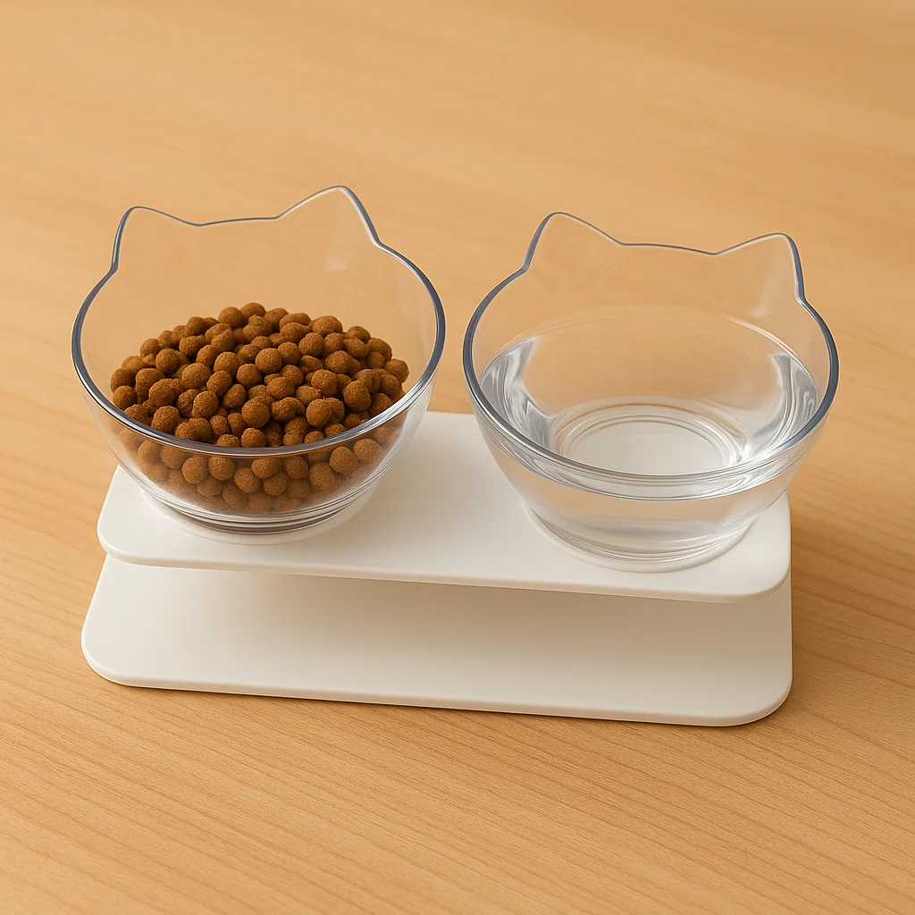 Comedouro E Bebedouro Duplo Gato Gatinho Cachorro Animais Elevado Acrílico 400ML Napi