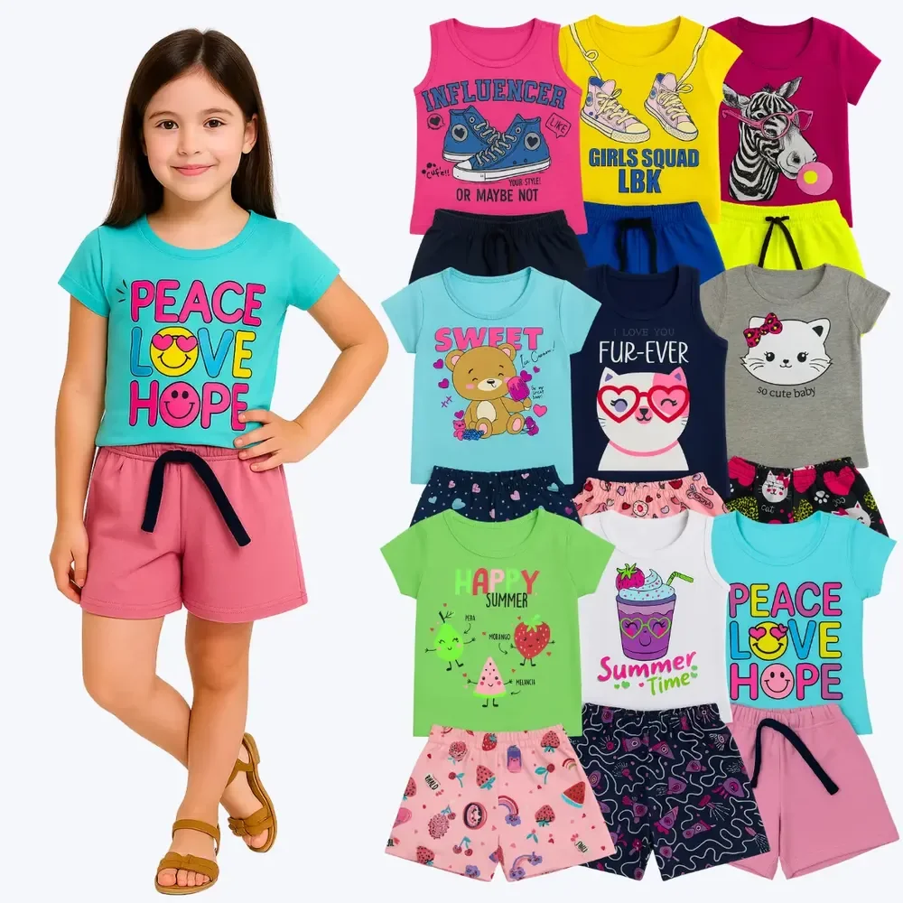 Kit 10 Peças De Roupa Conjunto Infantil Menina = 5 Conjuntos Cor Menina / 6 Anos