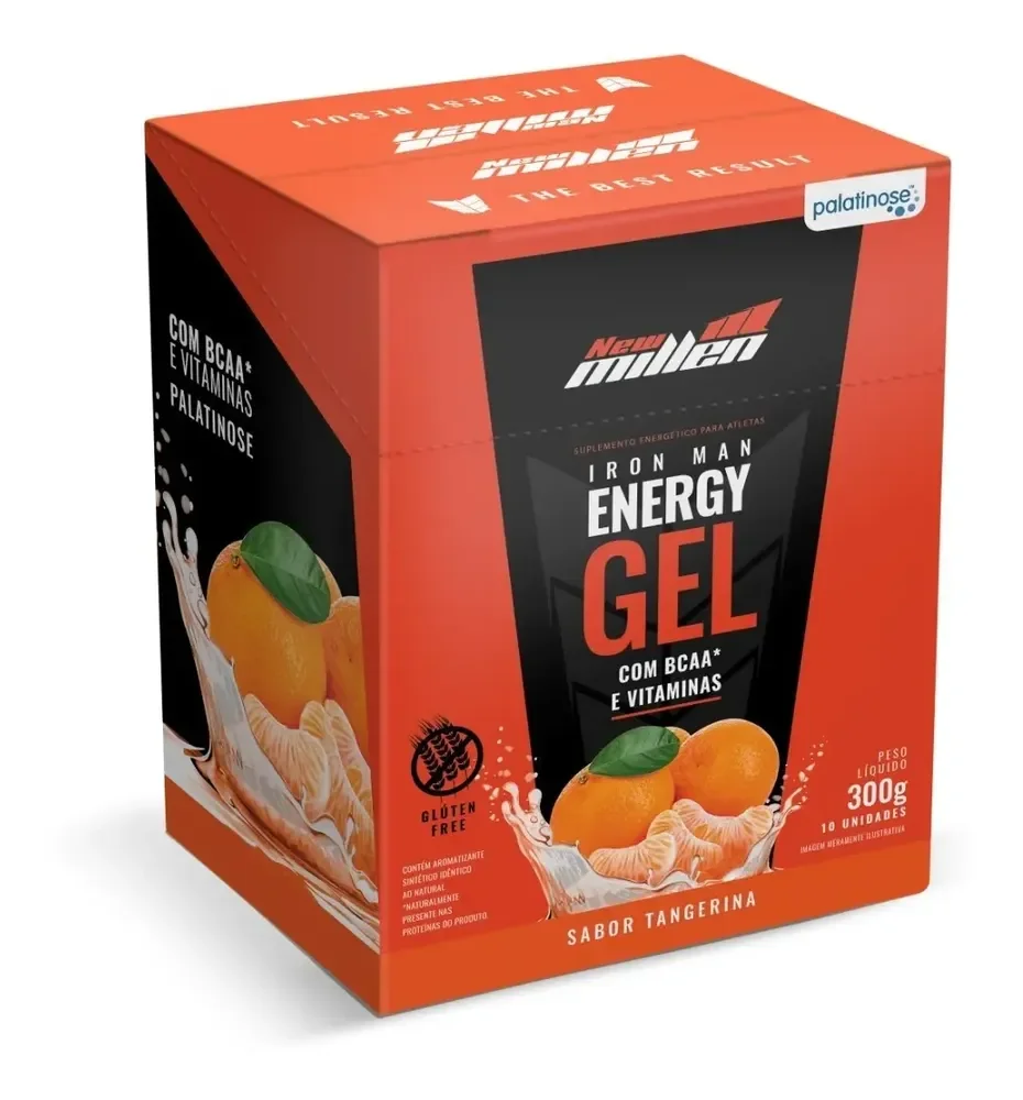 Suplemento Em Gel New Millen Iron Man Energy Sabor Tangerina Em Caixa De 300g