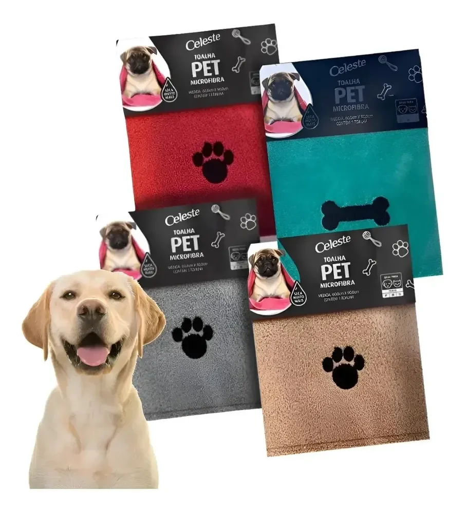 Toalha Pet Para Banho Cães E Gatos Microfibra Secagem Alta Cor Celeste